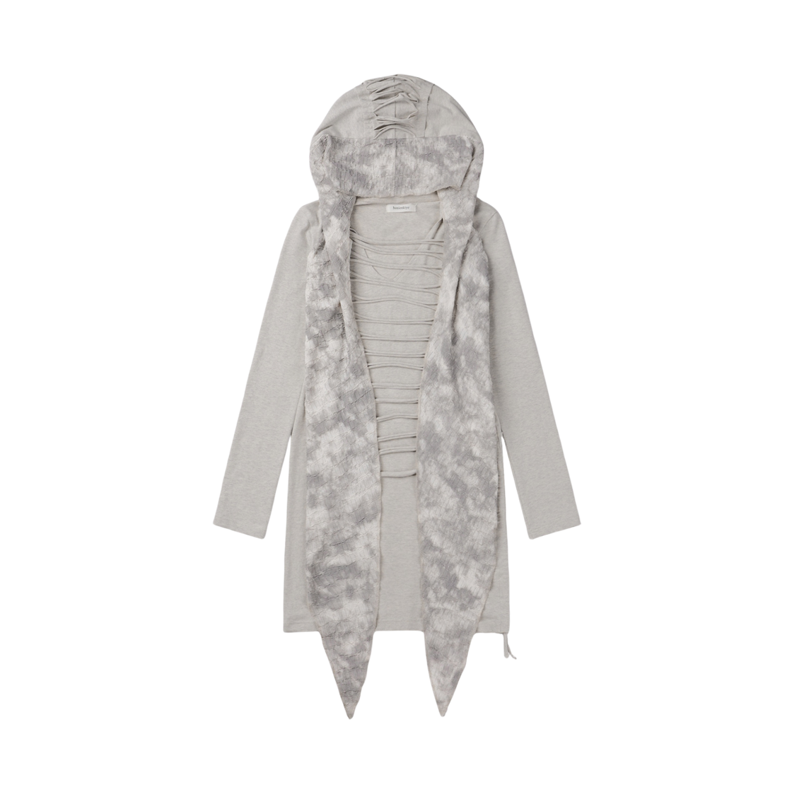 (W) 보니앤키예 디스트레스드 후드 스카프 드레스 오트밀((W) bonienkiye Distressed Hood Scarf Dress Oatmeal)