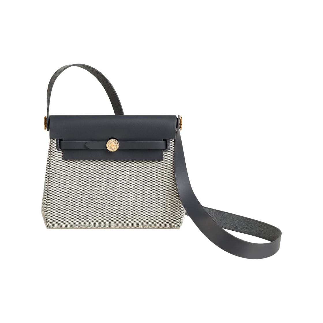 H085414CCAE Hermes Herbag Zip 20 Bag Retourne H Viking Canvas Hunter Cowhide & Gold Ecru Ardoise