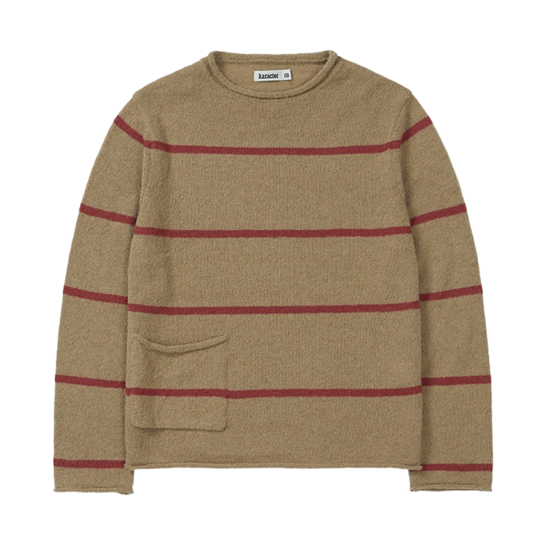 카락터 롤업 스트라이프 포켓 니트 베이지(Karactor Roll Up Stripe Pocket Knit Beige)