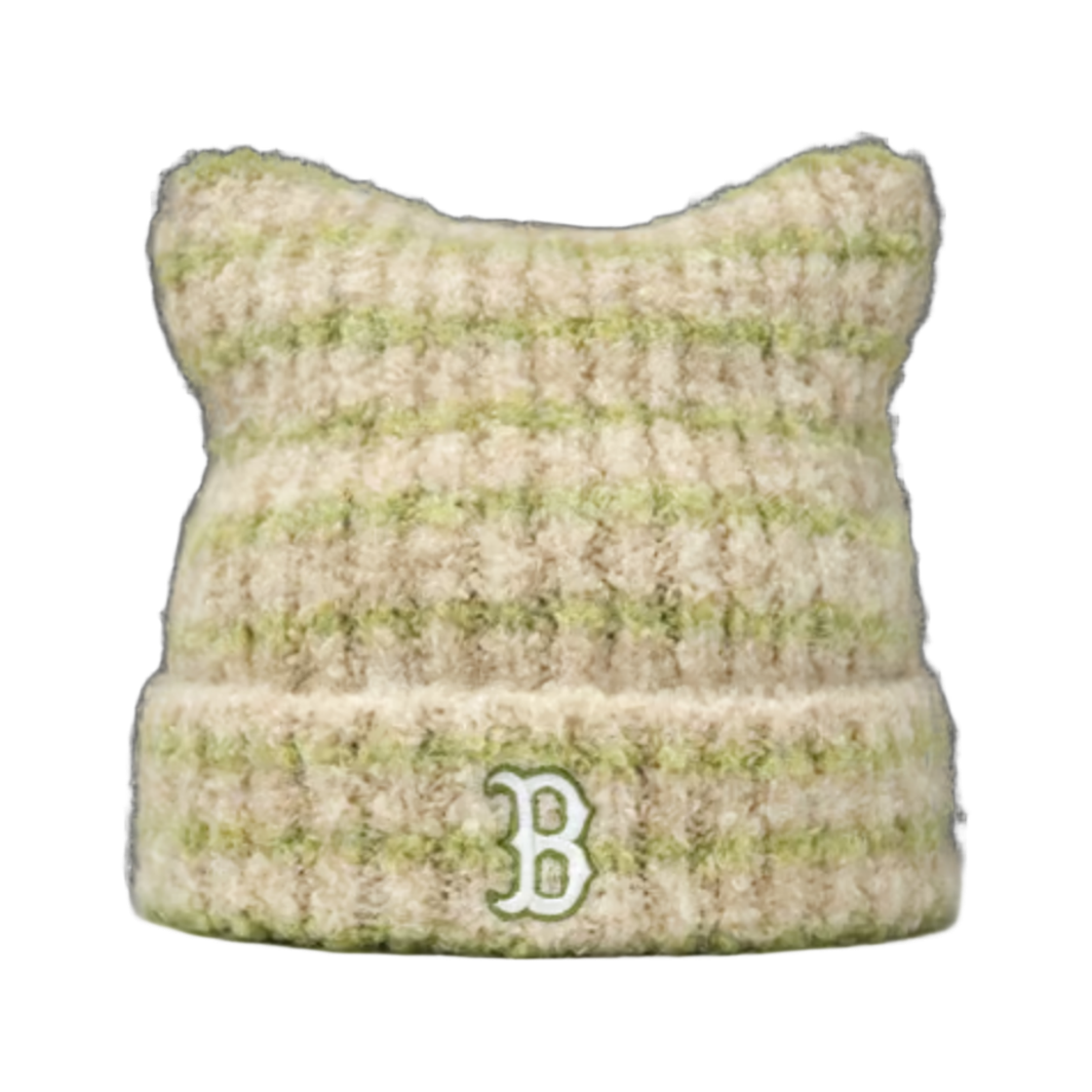 3ABNB1656-43OLS MLB Striped Meowing Beanie Boston Red Sox Green