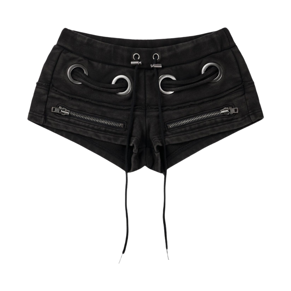 (W) 보니앤키예 아일렛 숏 팬츠 워싱 블랙((W) bonienkiye Eyelet Short pants Washed Black)