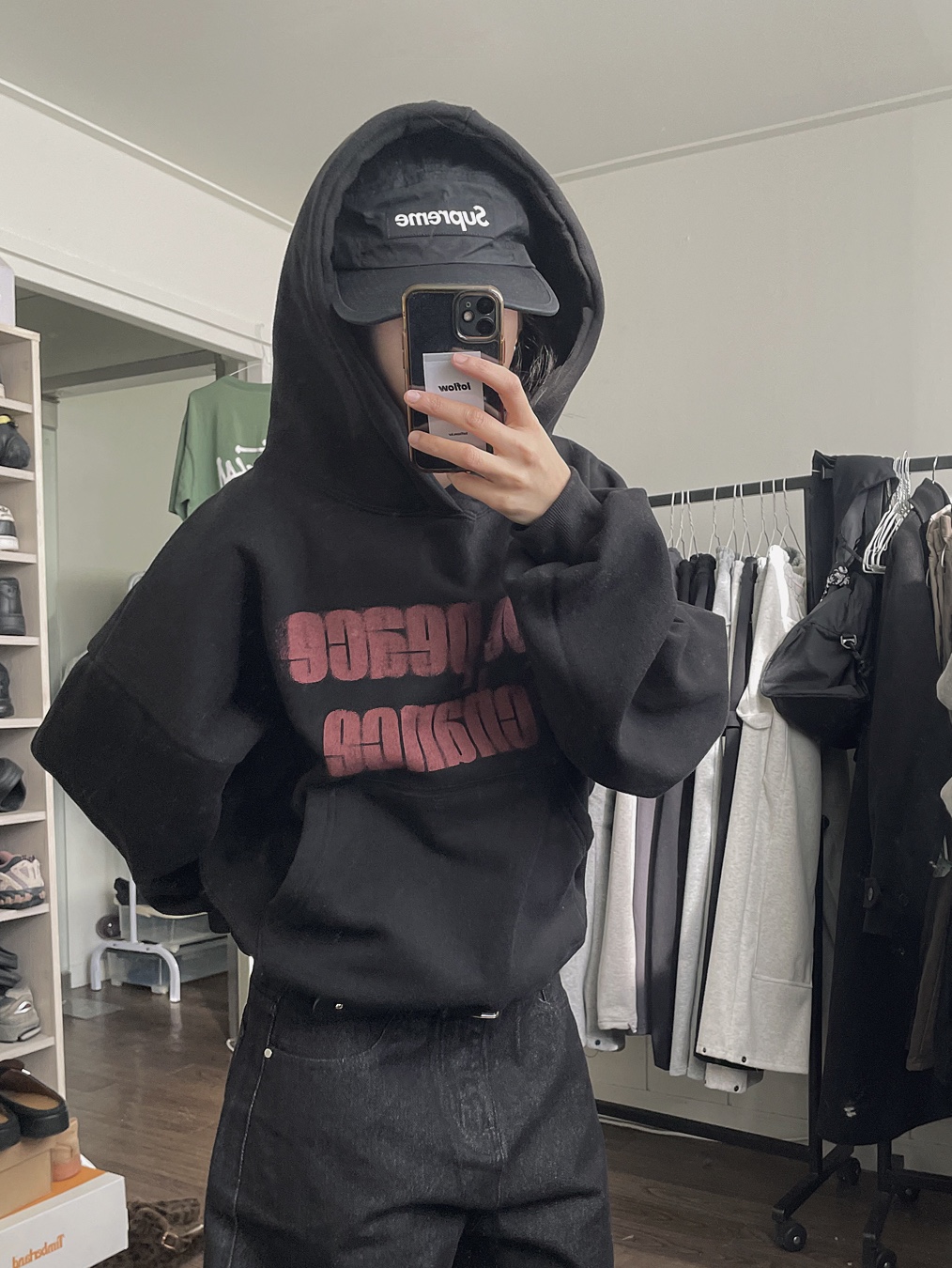 Supreme Shockcord Camp Cap Black - 21FW, Oakley Light Breathe Triple Black 착용 스타일 - 1