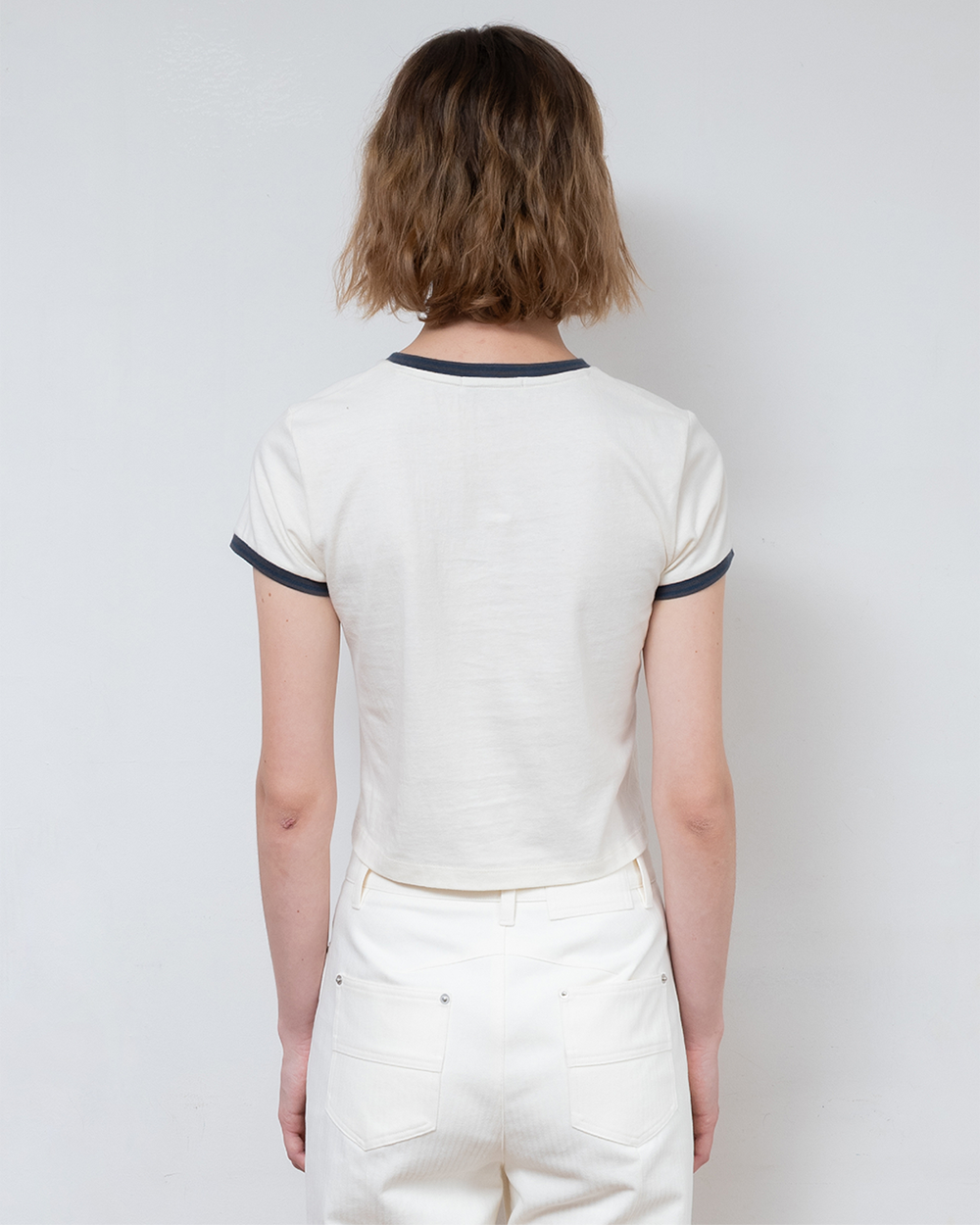 파버 스트라이프 컬러 스킴 티셔츠 크림(FABEUR Stripe Color Scheme T-Shirt Cream) - 3