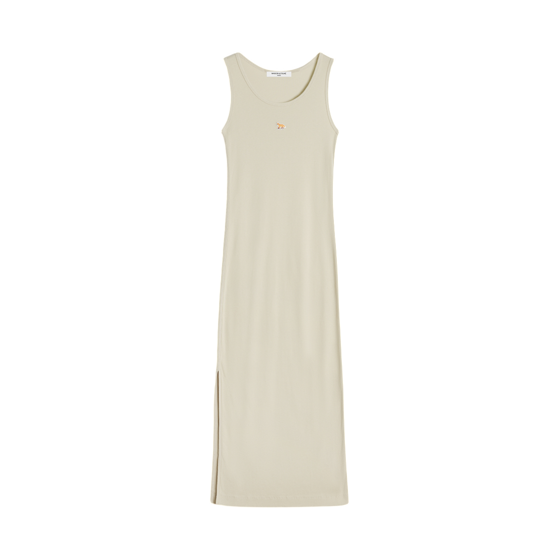 QW01654KA0033-0450 (W) Maison Kitsune Natural Baby Fox Ribbed Tank Dress Tea Leaf