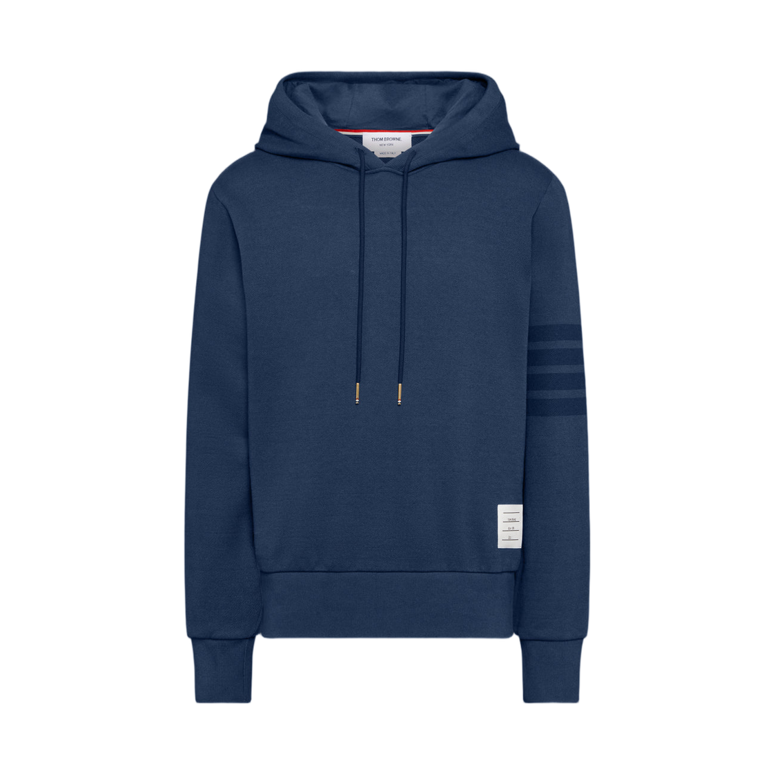 톰브라운 솔리드 루프백 사선 후드 네이비(Thom Browne Solid Loopback 4-Bar Hoodie Navy) - 1