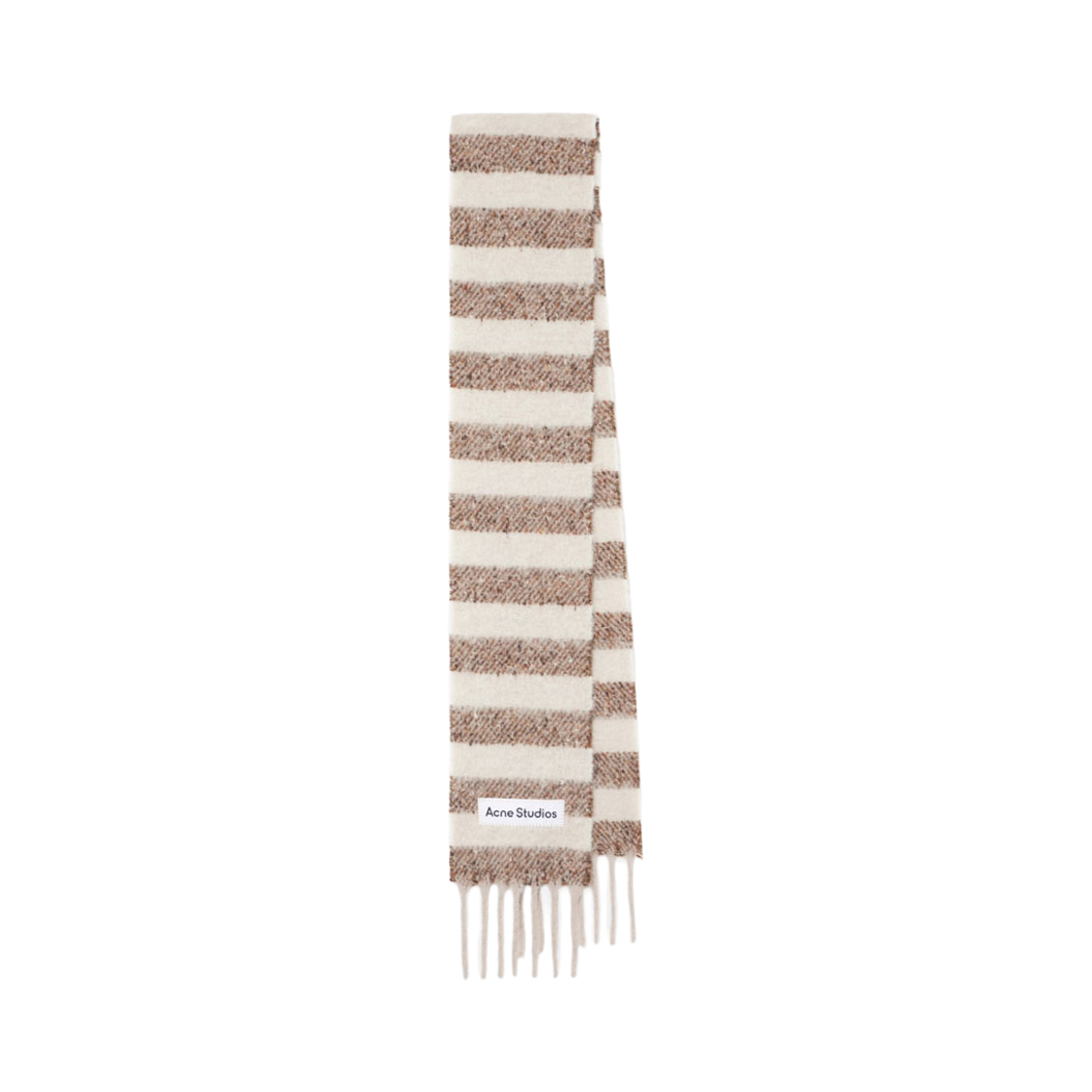CA0358-AIP Acne Studios Skinny Fringed Wool Muffler Dark Brown Beige