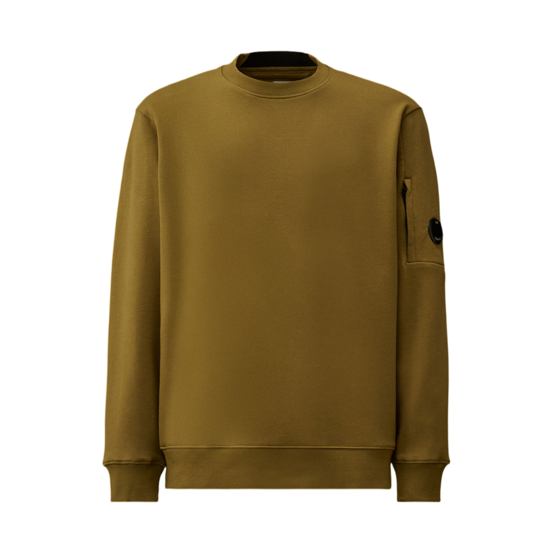 20CMSS713A005086W644 C.P. Company Diagonal Raised Fleece Crewneck Lens Sweatshirt Dried Herb Green - 26SS