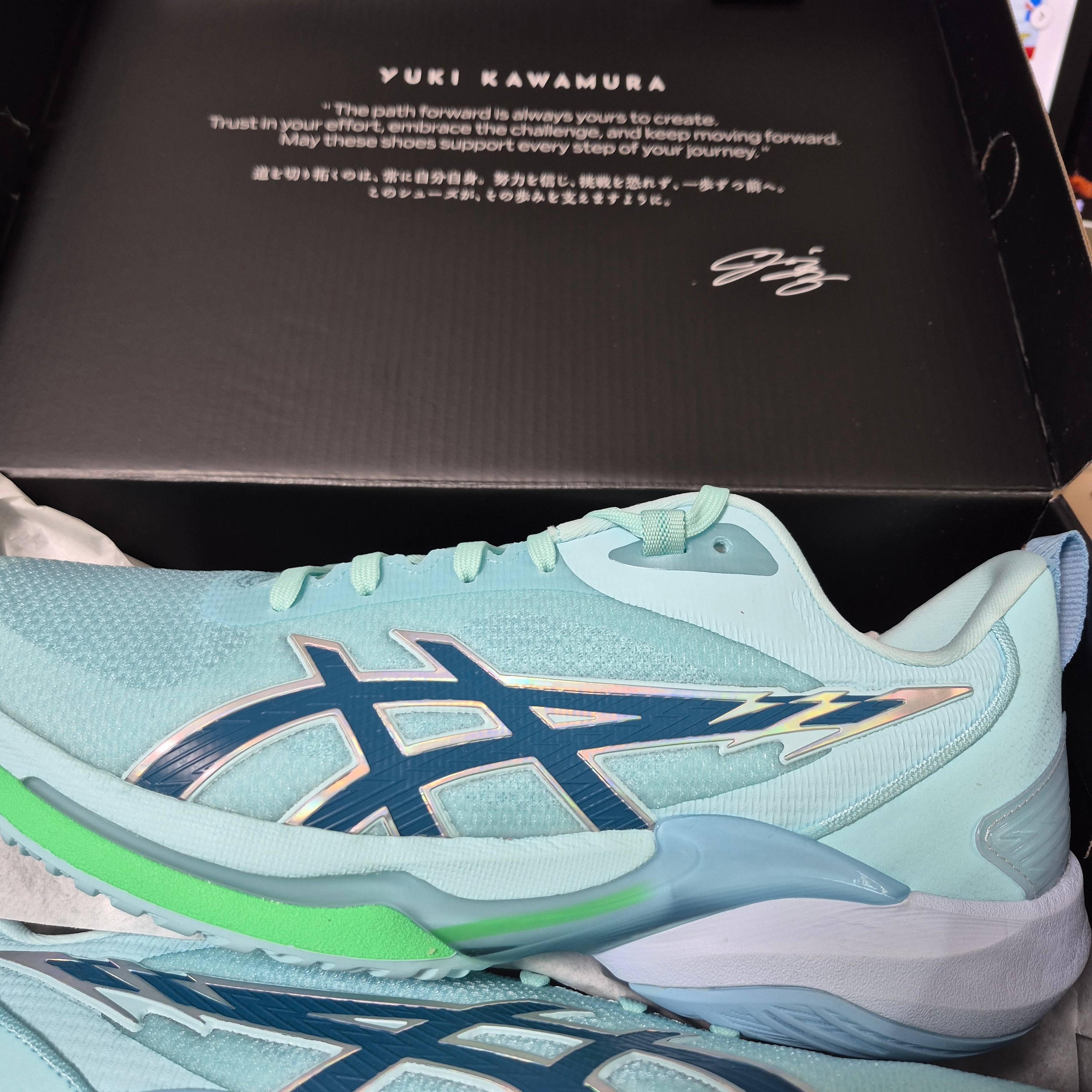 Asics Swiftace Yuki Clear Blue Evening Teal 착용 스타일 - 2