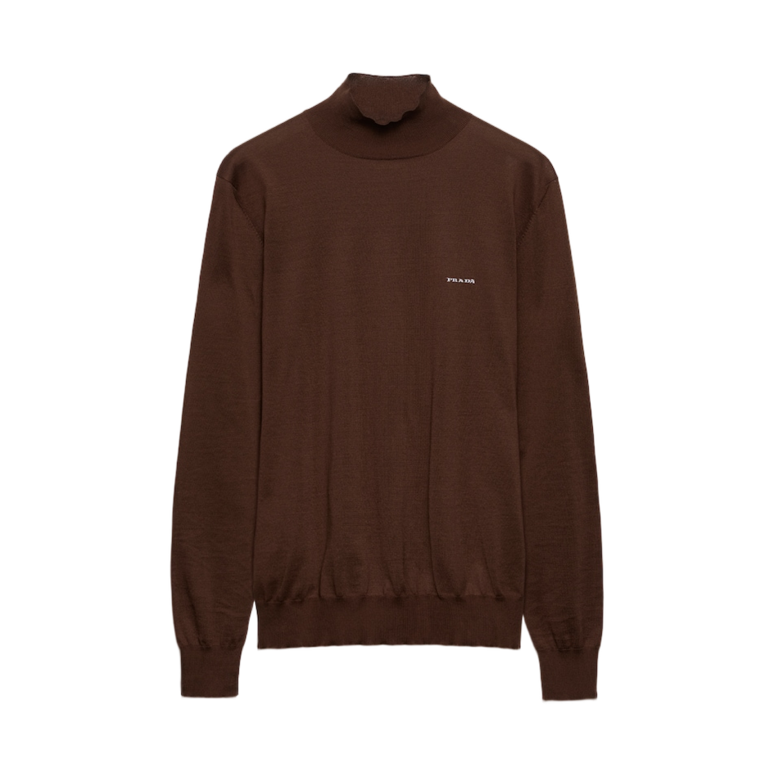 UMR684-1813-F0324 Prada Cotton Mock Turtleneck Sweater Cocoa Brown