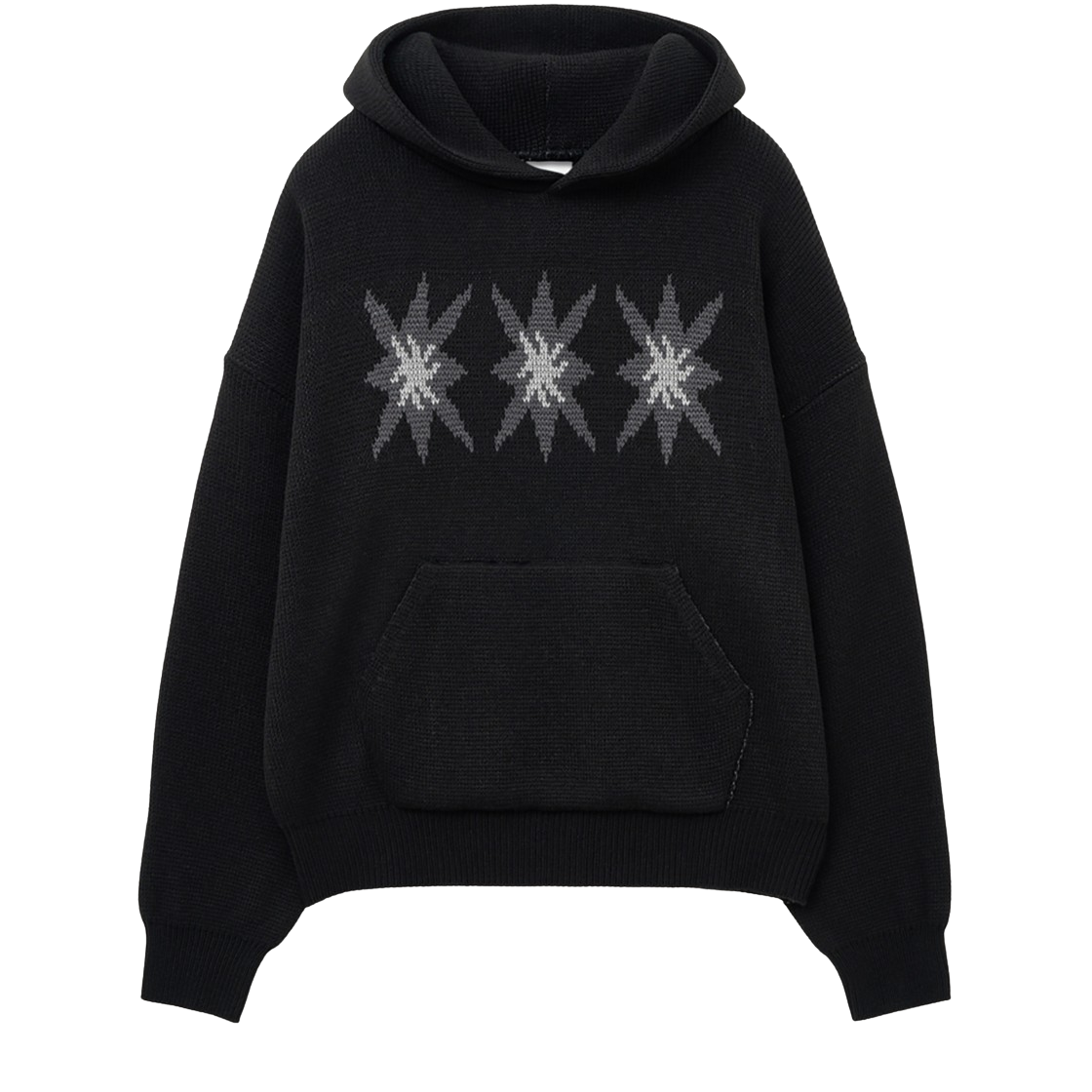 캑터스도넛마켓 스타 그래픽 니트 후디 – 블랙(Cactusdonutmarket Star Graphic Knit Hoodie - Black)