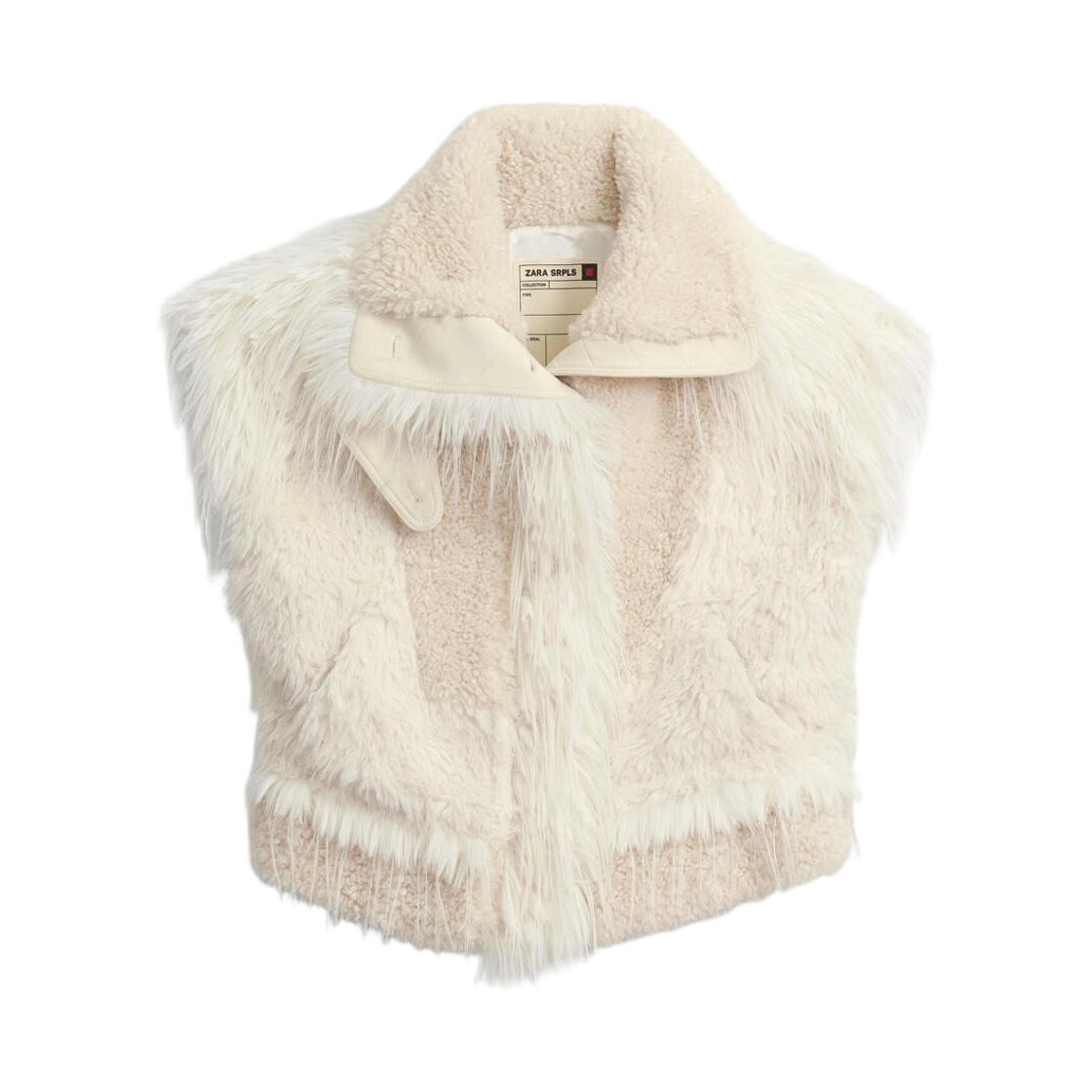 (W) 자라 페이크 퍼 웨이스트코트 라이트 베이지((W) Zara Fake Fur Waistcoat Light Beige)