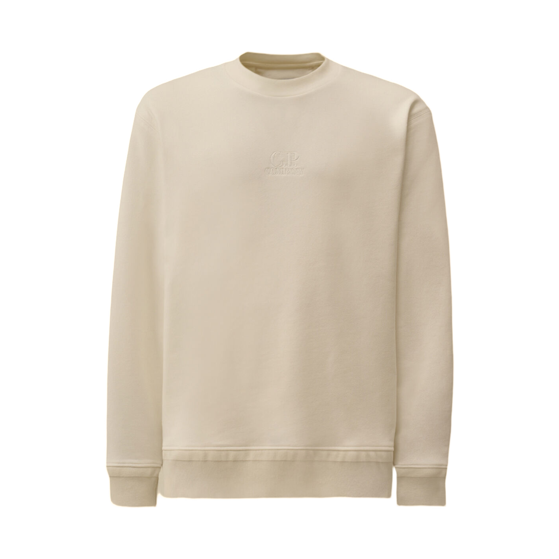 20CMSS027A005086W103 C.P. Company Diagonal Raised Fleece Crewneck Sweatshirt Gauze White - 26SS