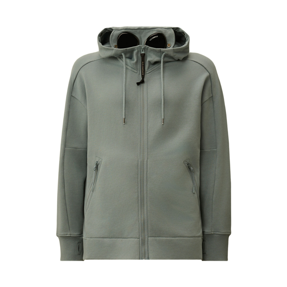 20CMSS715A005086W809 C.P. Company Diagonal Raised Fleece Goggle Sweatshirt Silver Blue - 26SS