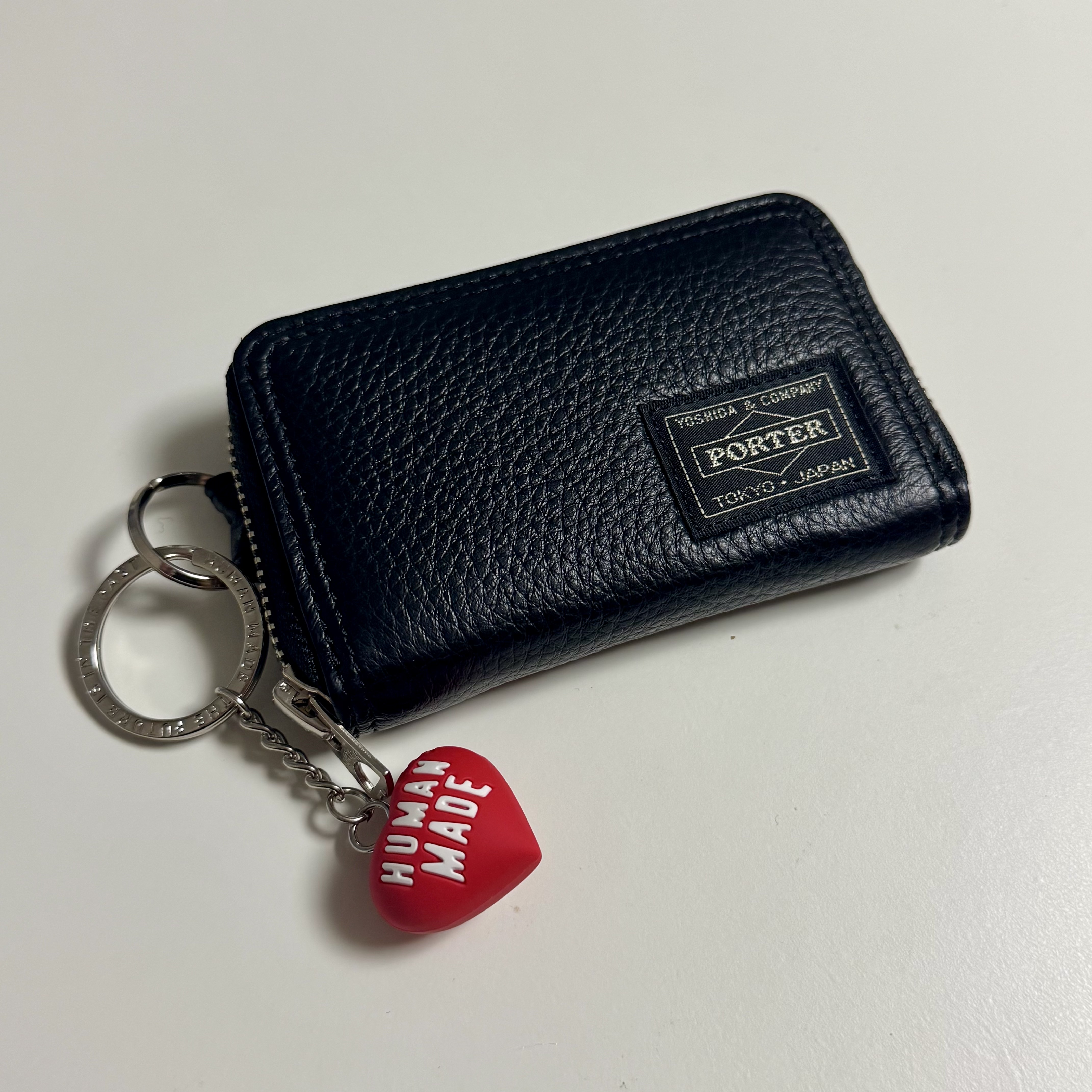 Porter Calm Coin Case Black, Human Made Heart Rubber Key Chain Red 착용 스타일 - 1