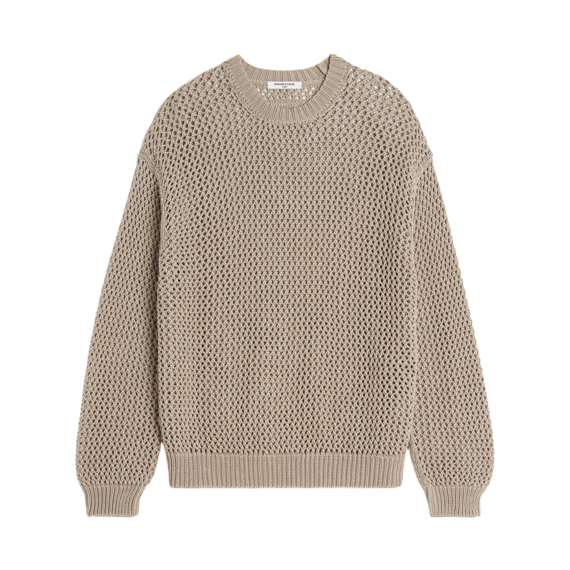 QM00808KT1202-0430 Maison Kitsune Large Open Knit Jumper Mist Beige