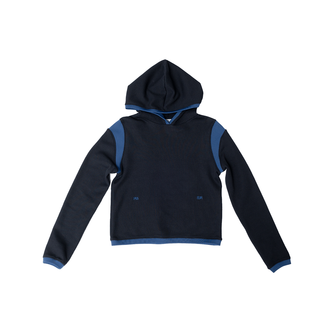 파버 컬러블록 크롭 후디 네이비 블루(FABEUR Colorblock Cropped Hoodie Navy Blue) - 1