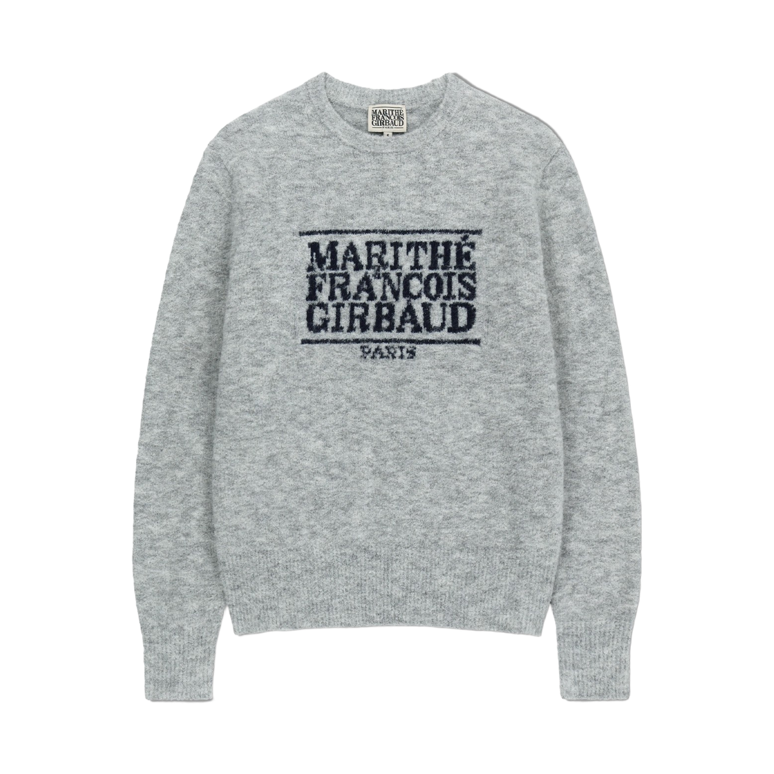 - Marithe Francois Girbaud Boucle Classic Logo Knit Pullover Light Gray