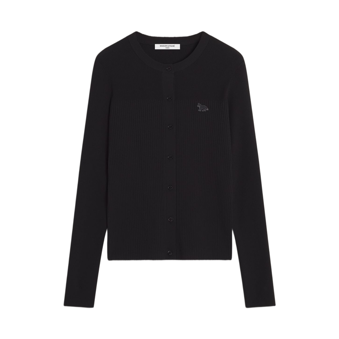QW00502KT1193-P199 (W) Maison Kitsune Baby Fox Pleat Rib Cardigan Black