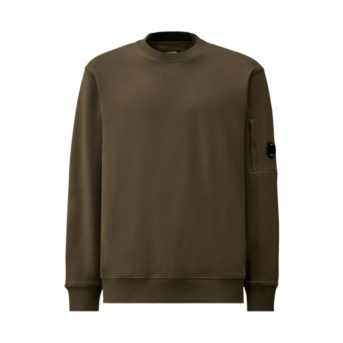 20CMSS713A005086W921 C.P. Company Diagonal Raised Fleece Crewneck Lens Sweatshirt Gunmetal Grey - 26SS