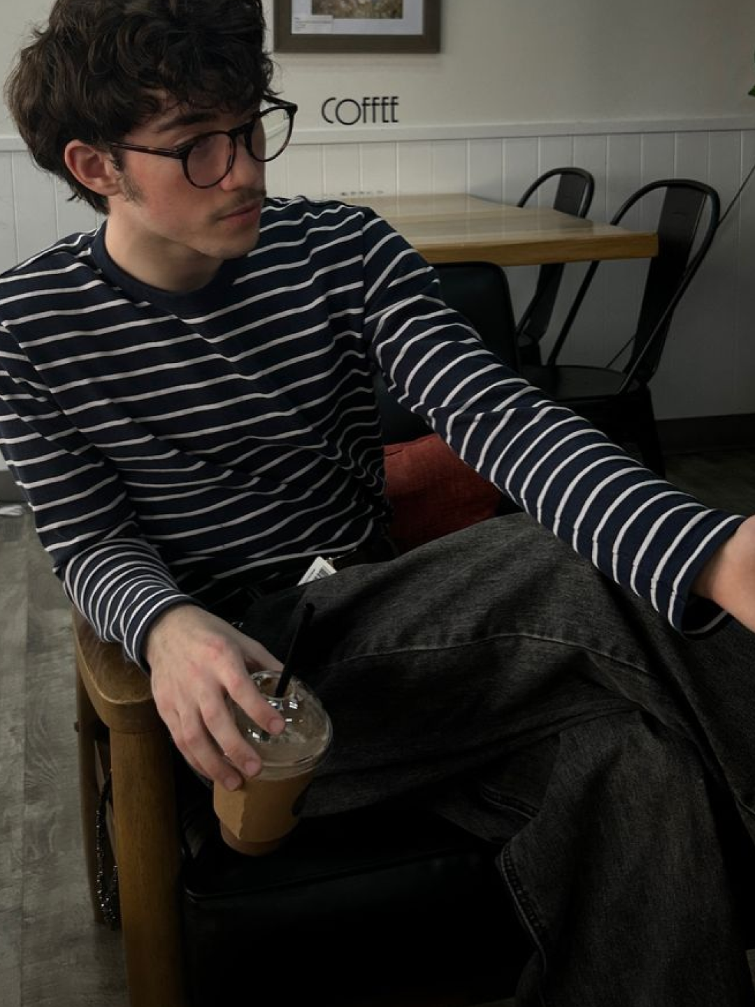 Polyteru x OROR P.O - 001 Acetate Black, Play Comme des Garcons Striped LS T-Shirt Black White 착용 스타일 - 3
