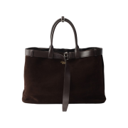 Prada Buckle Suede Bag with Belt Dark Brown