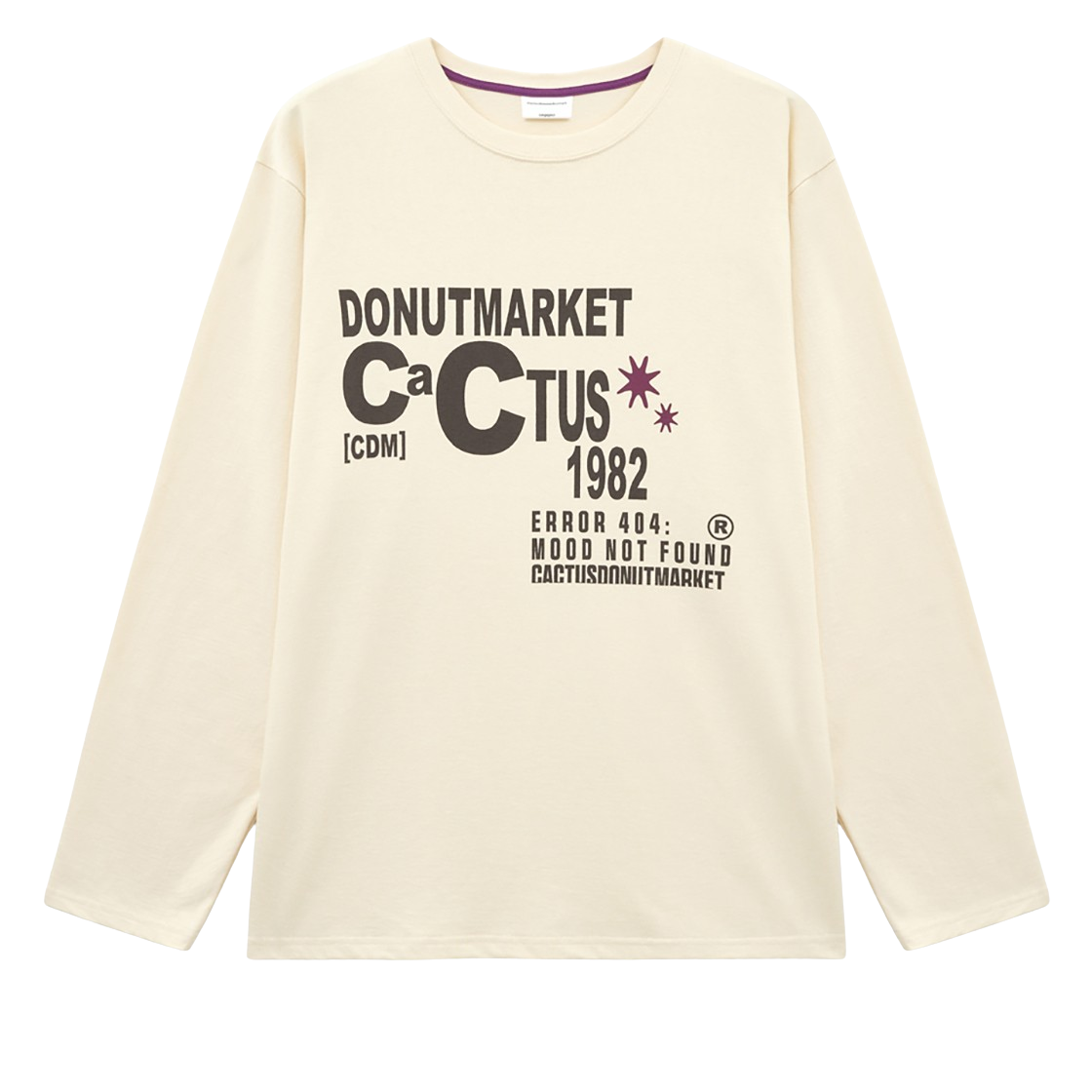 캑터스도넛마켓 레터링 롱슬리브 티셔츠 – 크림(Cactusdonutmarket Lettering Long Sleeve T-shirt - Cream)