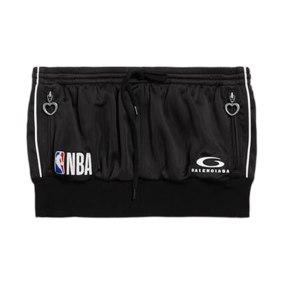 864889TUV011000 (W) Balenciaga x NBA Collaboration Mini Ruffle Skirt Black