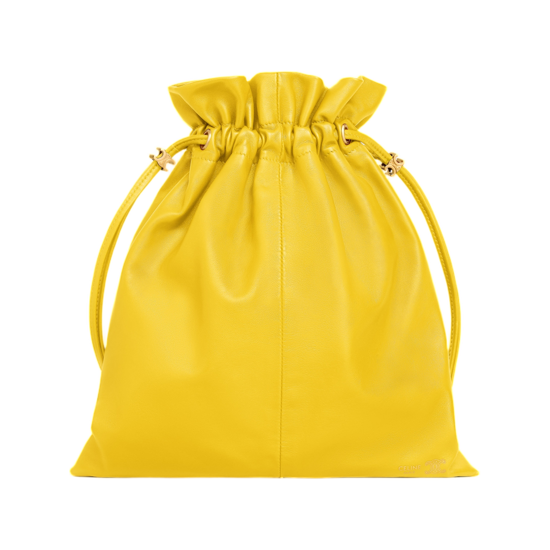 123662J79-GFV5 Celine Small Crystal Pouch in Lambskin Ultra Yellow
