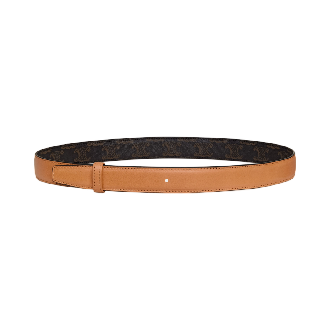 45BLZ3AUZ-03MI (W) Celine Medium 25mm Reversible Strap in Natural Calfskin and Triomphe Canvas Miel