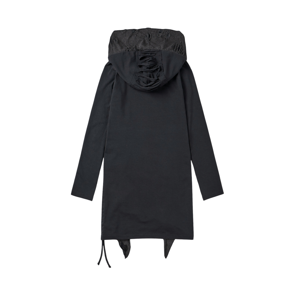 (W) 보니앤키예 디스트레스드 후드 스카프 드레스 차콜((W) bonienkiye Distressed Hood Scarf Dress Charcoal) - 2