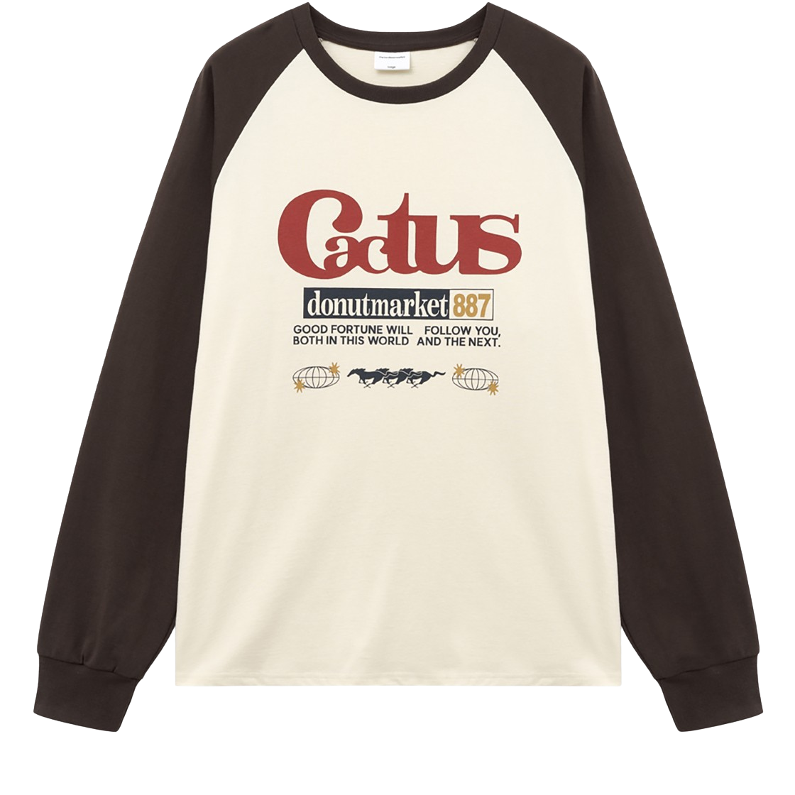 캑터스도넛마켓 선인장 래글런 롱슬리브 티셔츠 – 브라운(Cactusdonutmarket Cactus Raglan Long Sleeve T-shirt - Brown)