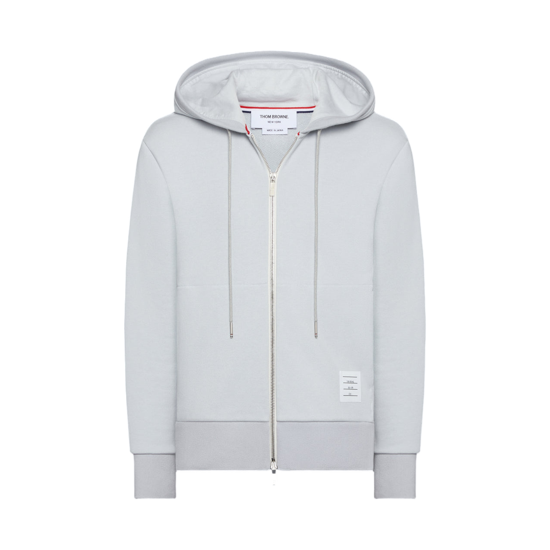 톰브라운 루프백 저지 사선 집업 후드 페일 그레이(Thom Browne Loopback Jersey 4-Bar Zip Up Hoodie Pale Grey) - 1