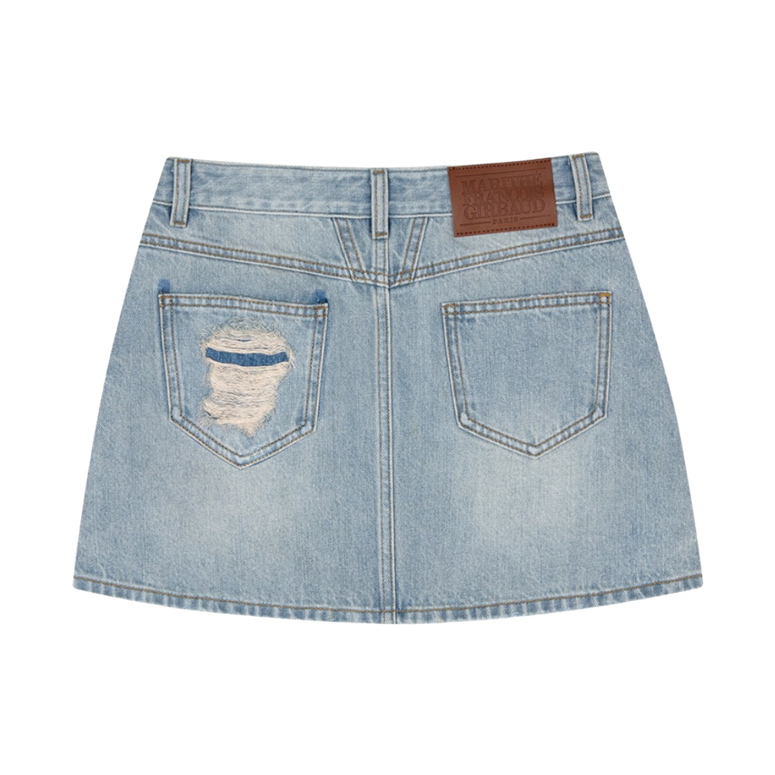 (W) 마리떼 프랑소와 저버 데님 미니 스커트 라이트 블루((W) Marithe Francois Girbaud Denim Mini Skirt Light Blue) - 2
