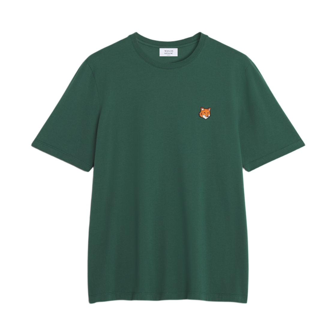PM00107KJ7026-P399 Maison Kitsune Fox Head Regular T-Shirt Bottle Green