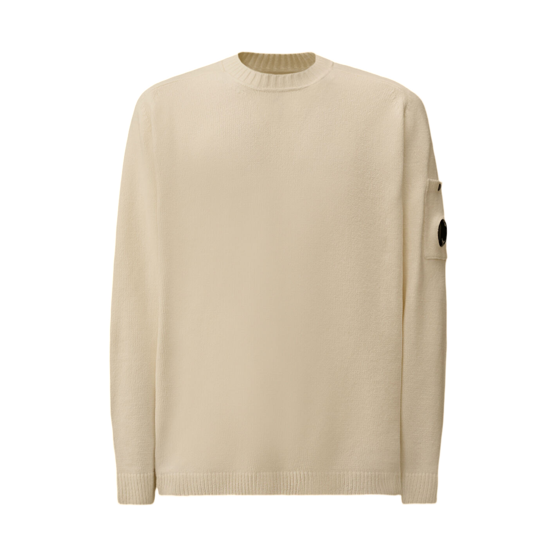 C.P. 컴퍼니 코튼 셔닐 크루넥 렌즈 스웨터 거즈 화이트 - 26SS(C.P. Company Cotton Chenille Crewneck Lens Sweater Gauze White - 26SS) - 1