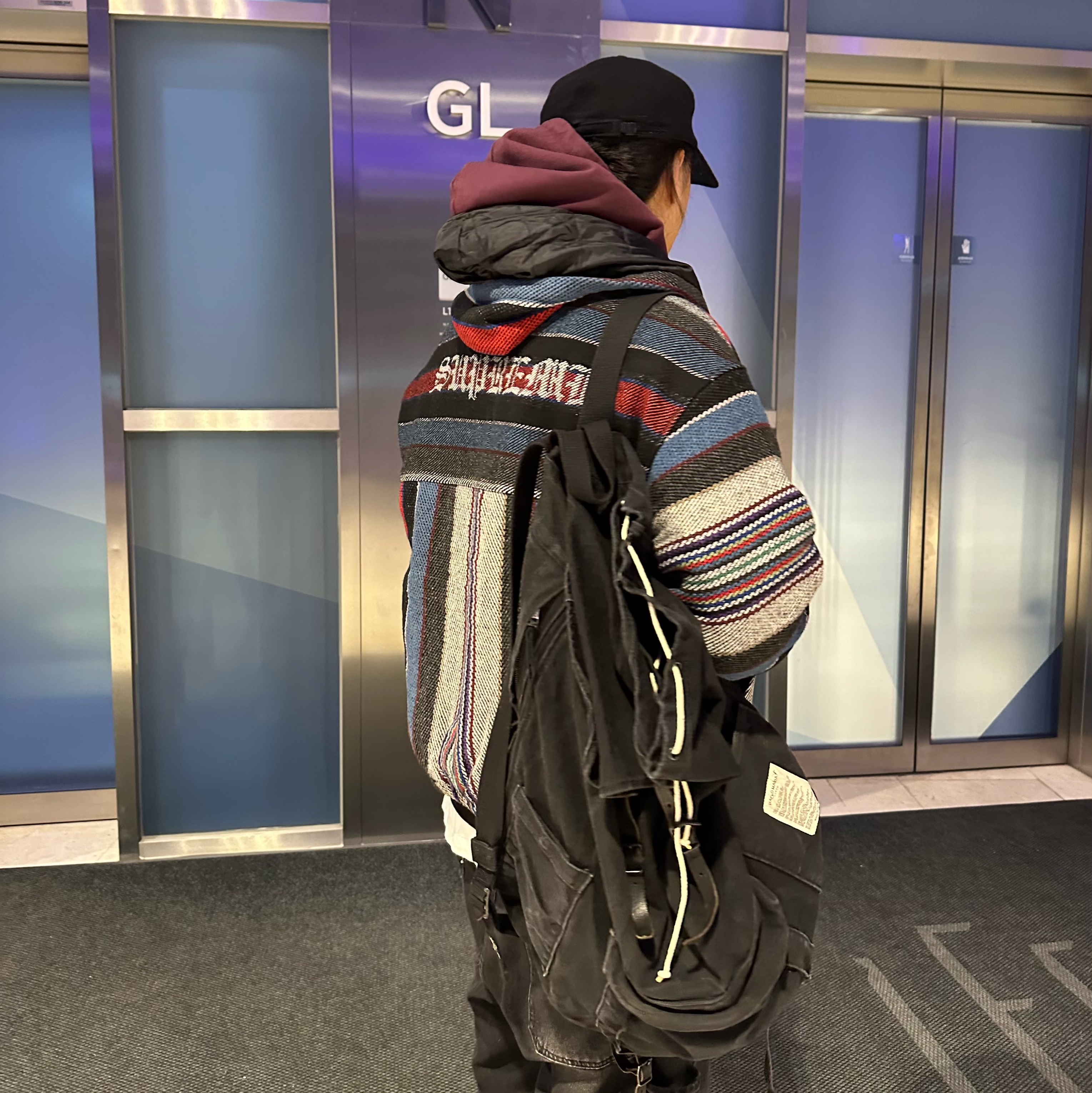 Supreme Woven Stripe Hooded Jacket Black - 25SS 착용 스타일