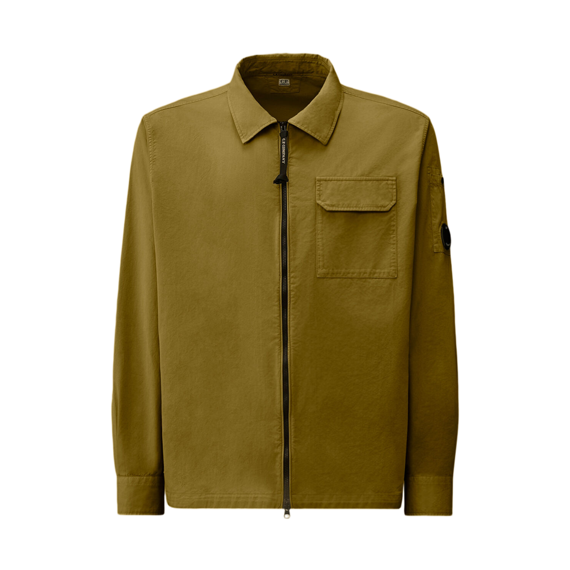 20CMOS705A110143G644 C.P. Company Organic Gabardine Zipped Lens Overshirt Dried Herb Green - 26SS