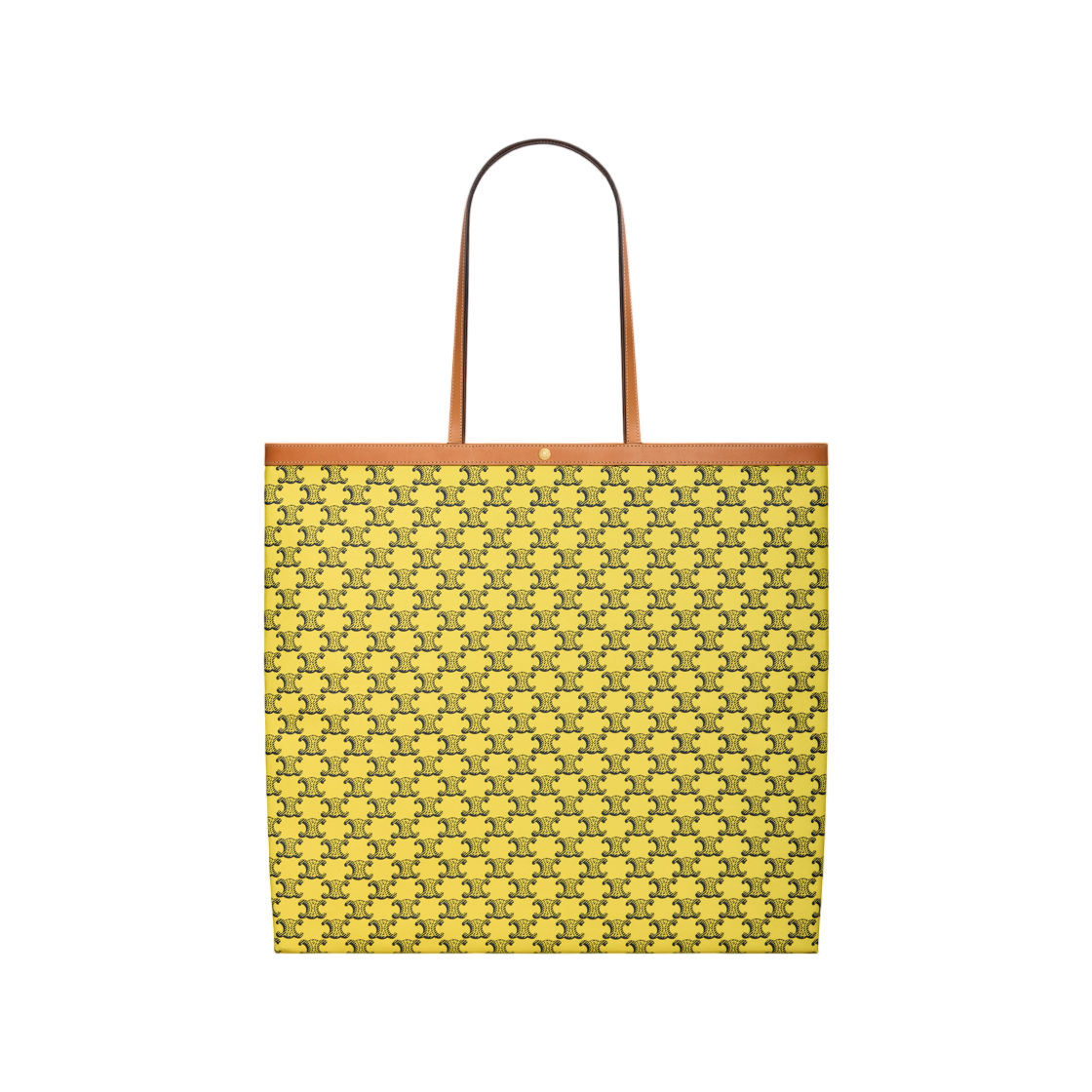 123842O90-11YN Celine Large Flat Shopper in Triomphe Canvas Yellow Navy