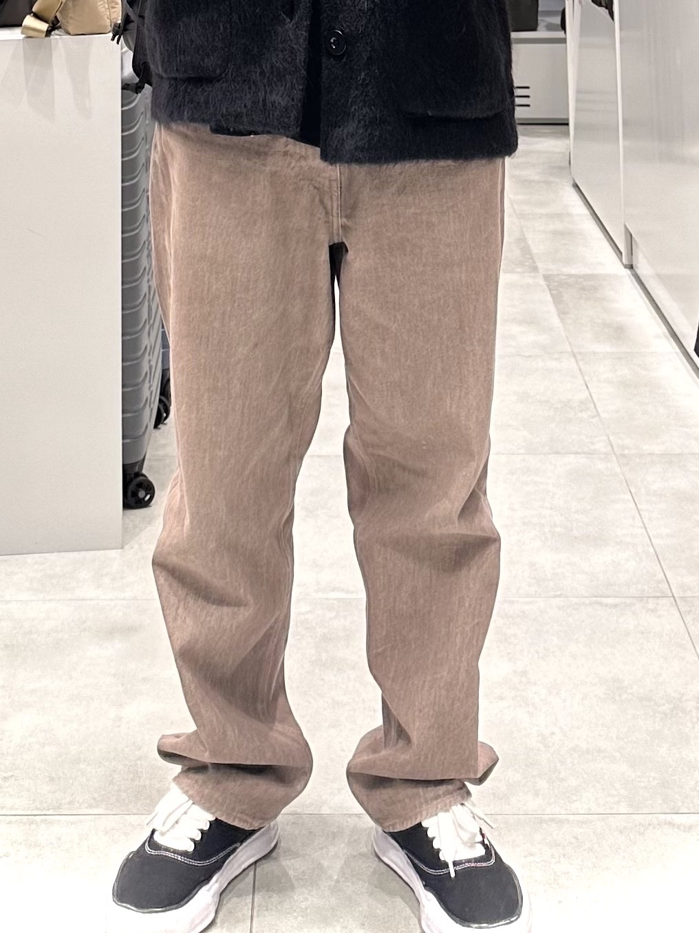 Our Legacy Cardigan Mohair Black, Auralee Hard Twist Denim Wide Pants Mocha Brown - 23AW 착용 스타일