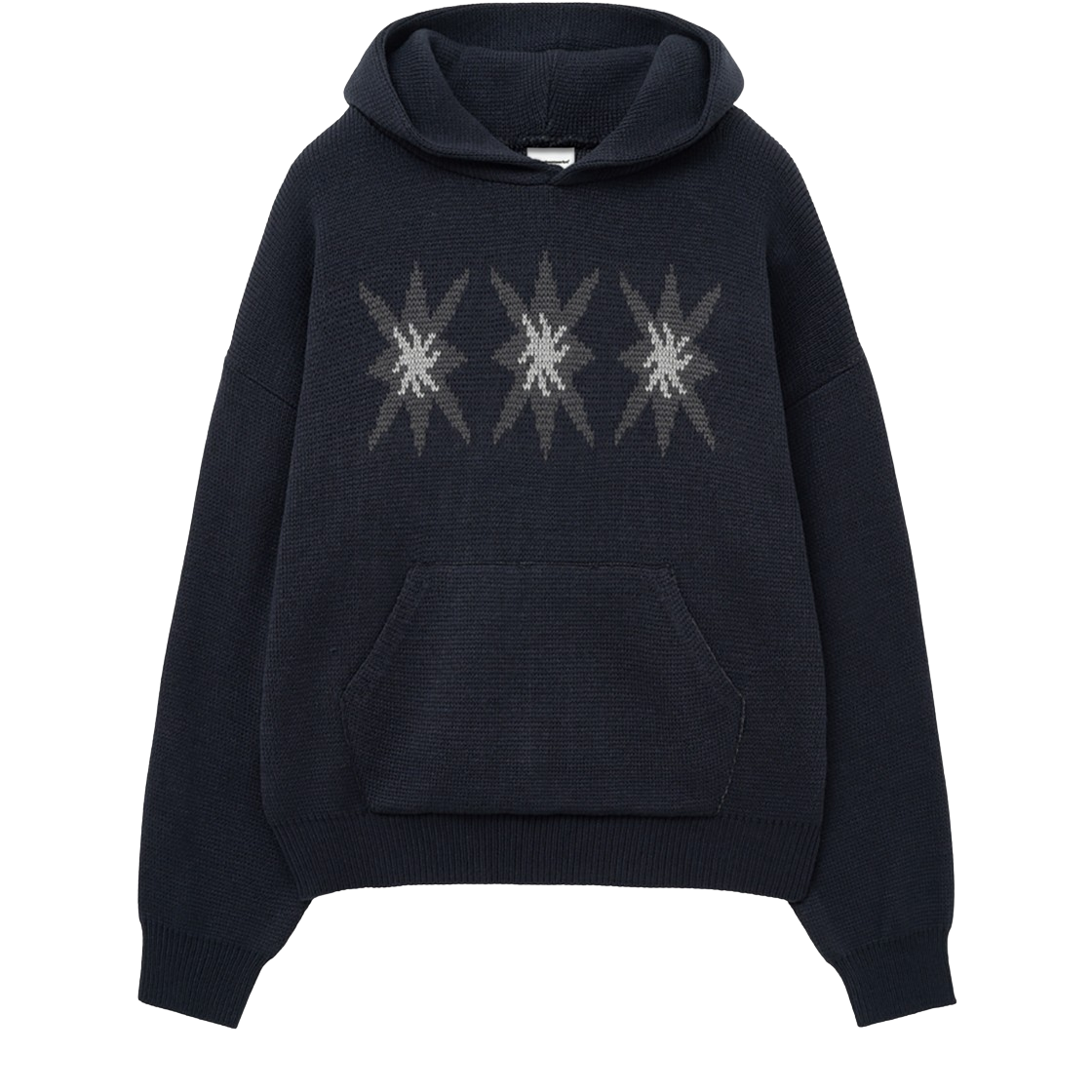 캑터스도넛마켓 스타 그래픽 니트 후디 – 네이비(Cactusdonutmarket Star Graphic Knit Hoodie - Navy)