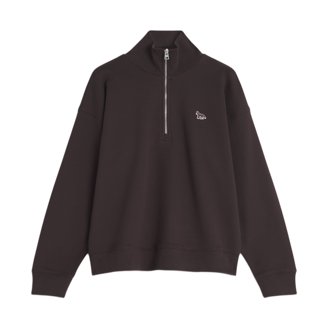 (W) 메종 키츠네 베이비 폭스 하프 집 스웨트셔츠 가나슈((W) Maison Kitsune Baby Fox Half Zip Sweatshirt Ganache) - 1