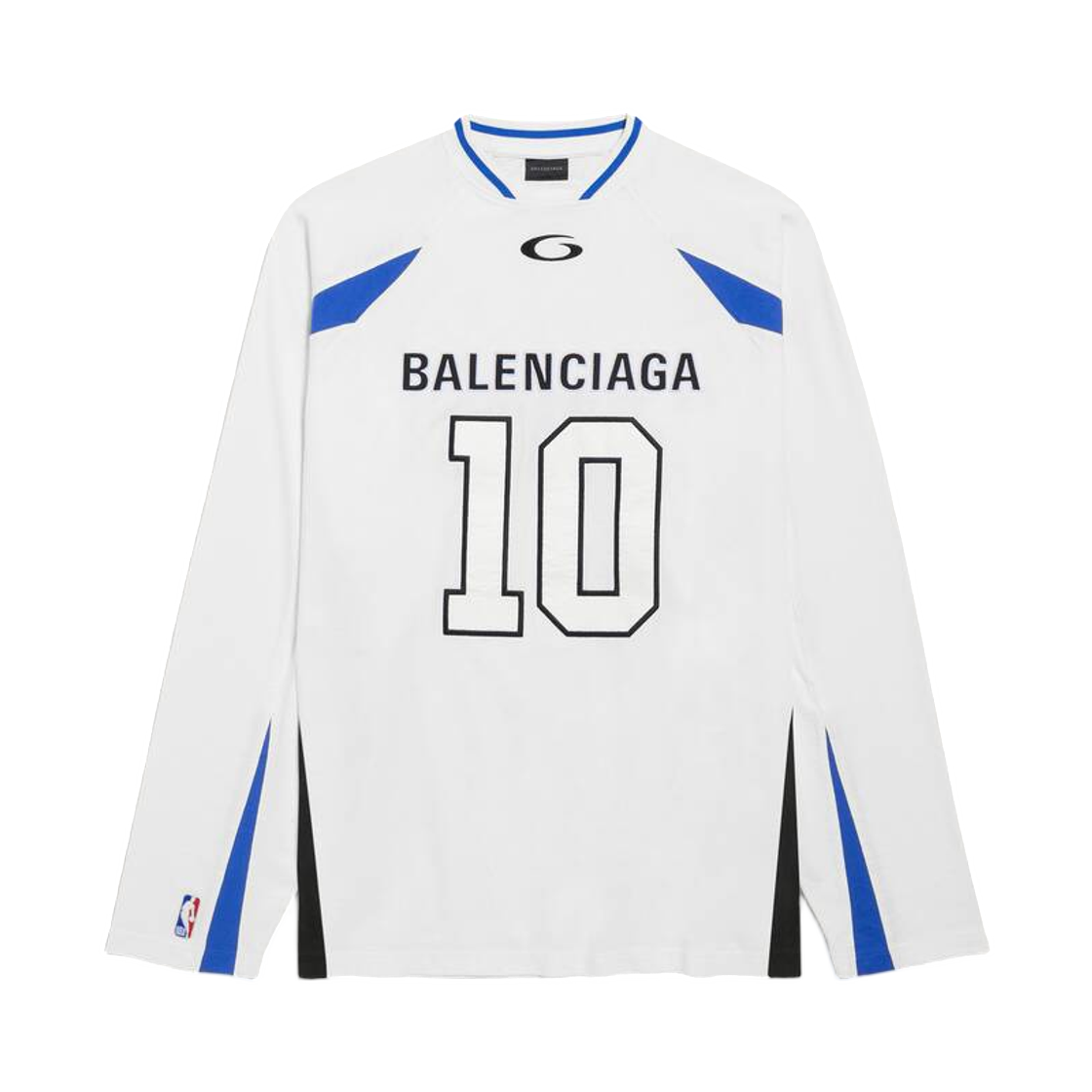 864877TTVW28487 Balenciaga x NBA Collaboration Oversized Long Sleeve T-Shirt White Multicolor