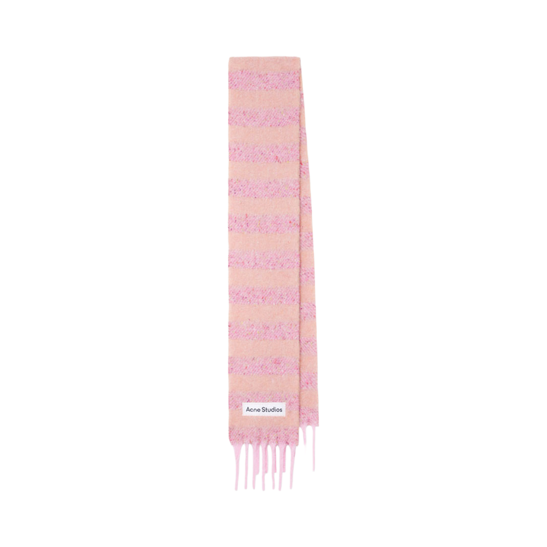 CA0358-BI0 Acne Studios Skinny Fringed Wool Muffler Pink Bright Pink