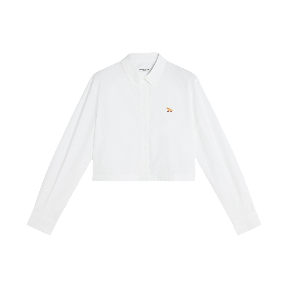 QW00402WC0026-P100 (W) Maison Kitsune Baby Fox Cropped Shirt White