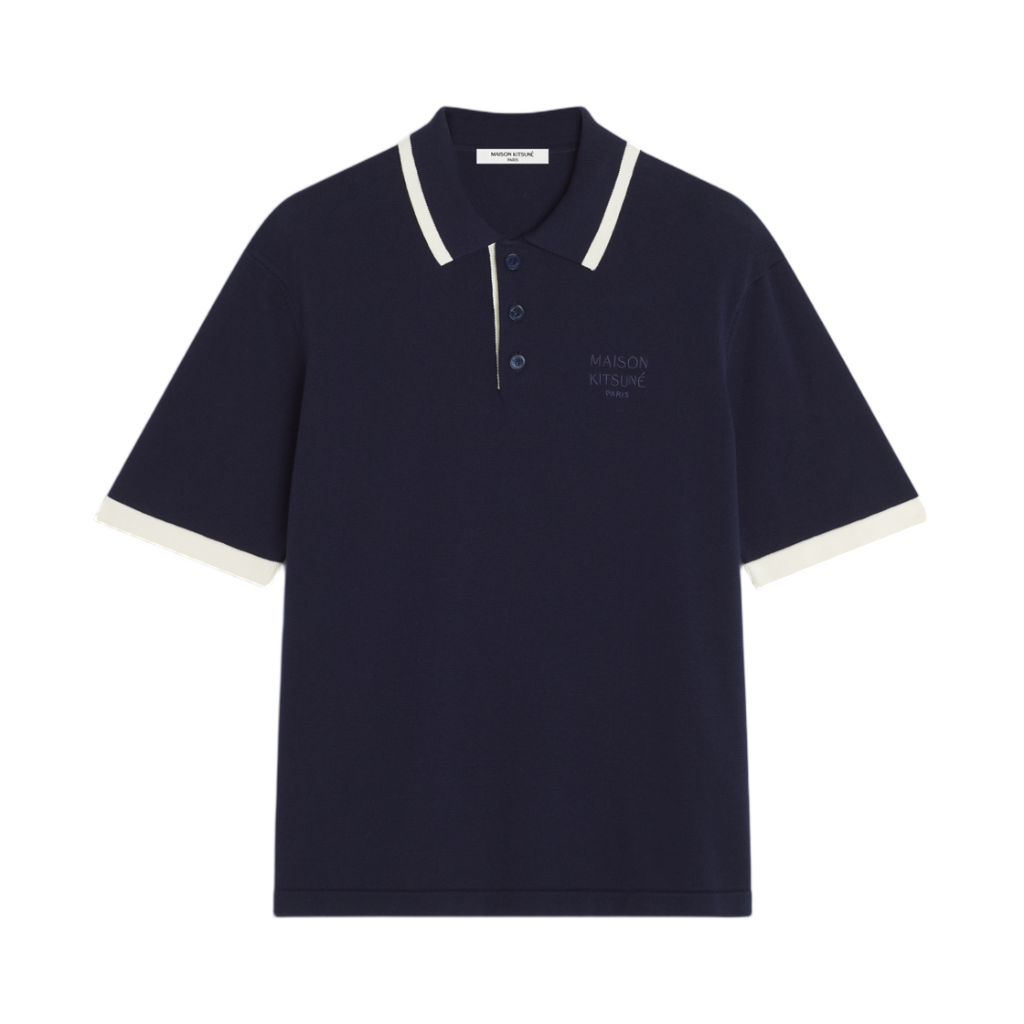 QM00208KT1135-0413 Maison Kitsune Cotton Knitted Comfort Polo Classic Navy