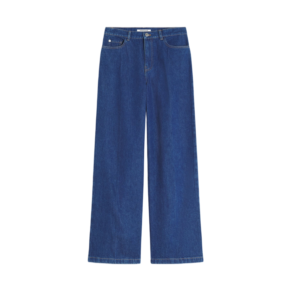 (W) 메종 키츠네 와이드 레그 진 워시드 인디고((W) Maison Kitsune Wide Leg Jeans Washed Indigo) - 1
