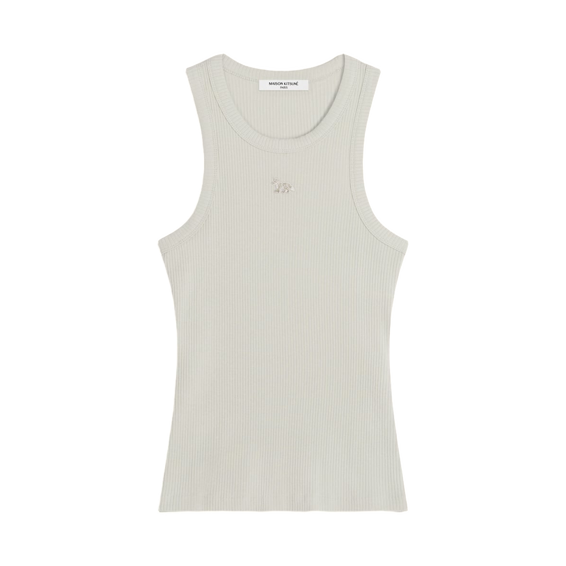 OW00604KJ0134-0477 (W) Maison Kitsune Baby Fox Ribbed Tank Top Mineral Gray