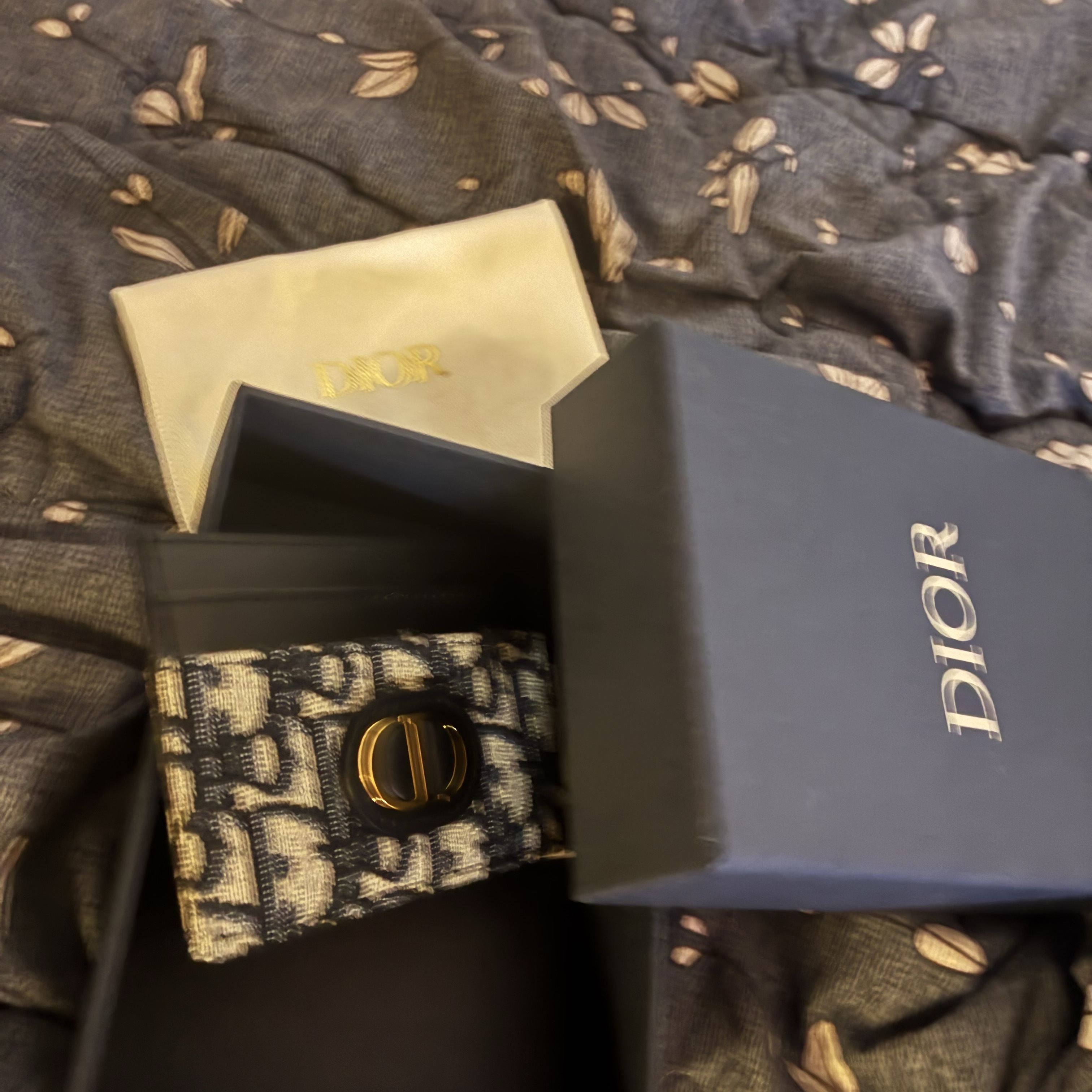 Dior 30 Montaigne Five Slot Card Holder Blue Dior Oblique Jacquard 착용 스타일