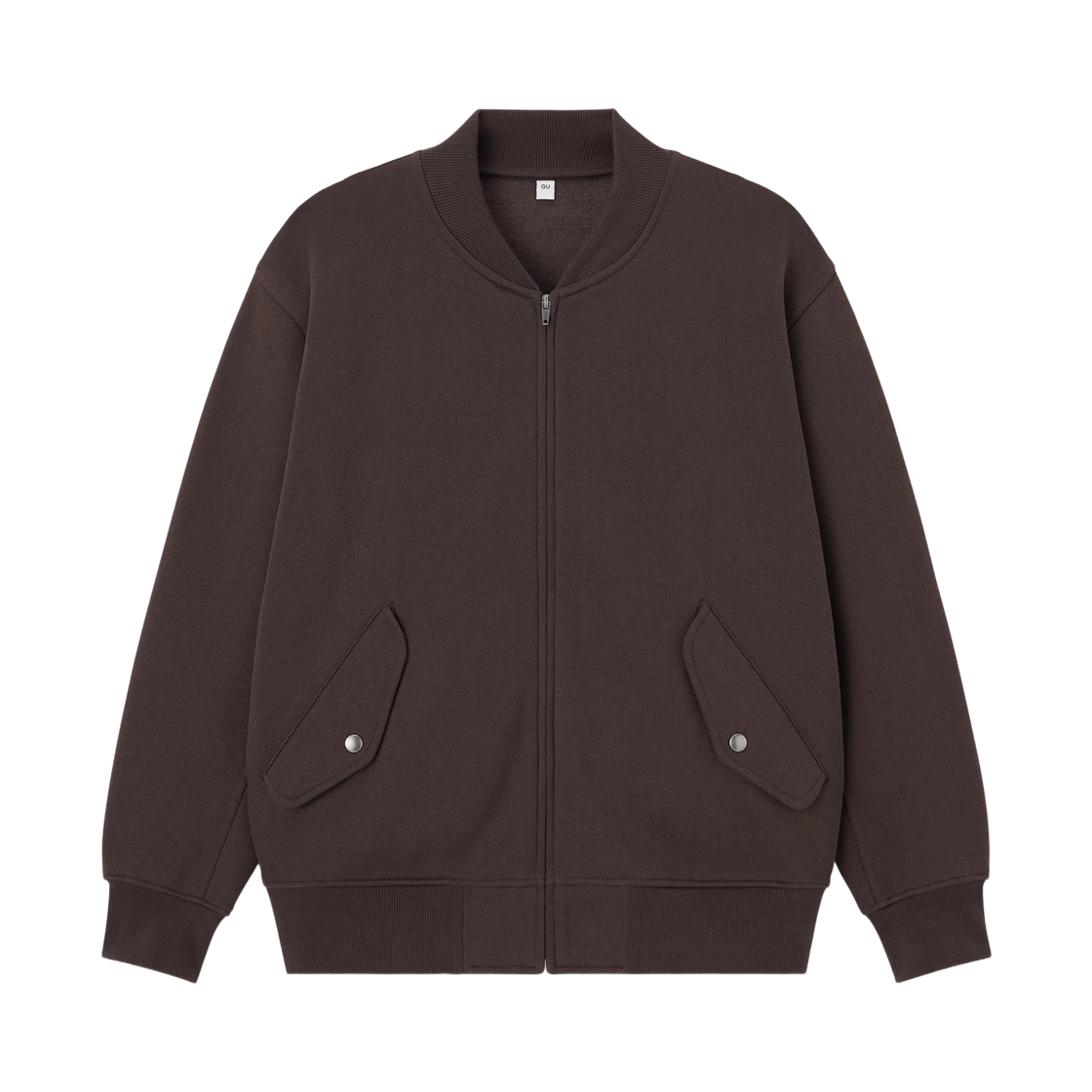 358337-39 GU Heavy Weight Sweat Ribbed Jacket Dark Brown