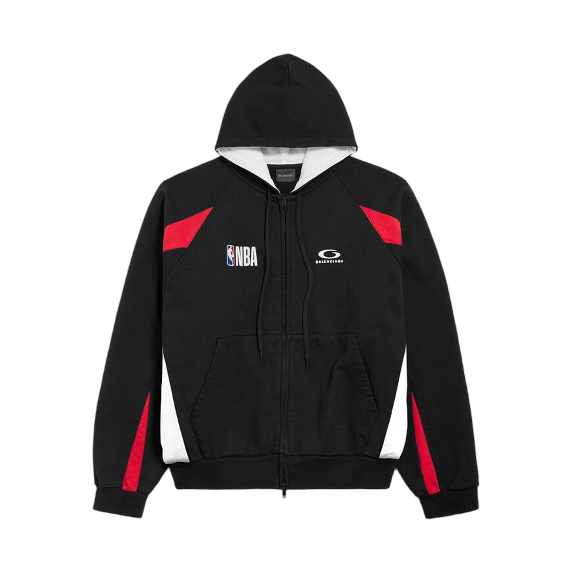 863850TTVV91060 Balenciaga x NBA Collaboration Oversized Zip-Up Hoodie Black Multicolor
